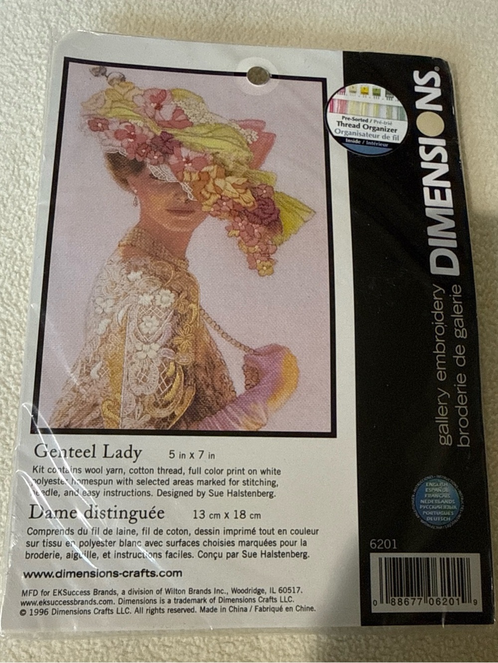 Dimensions Genteel Lady Embroidery Kit - Pink & Yellow